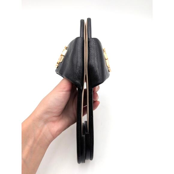 Tory Burch Eleanor Slide Sandals Women's Perfect Black/Gold Size US8M EU38.5 - Picture 6 of 13